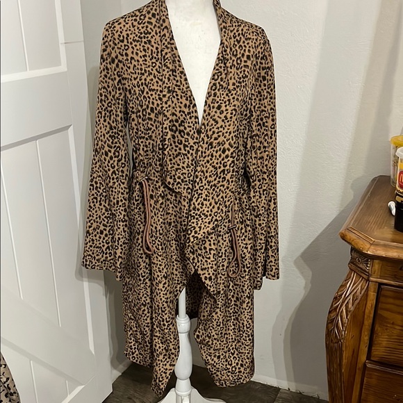 Tops - Leopard Print Open Front Cardigan